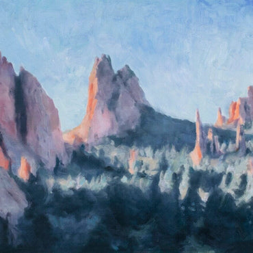 Garden of the Gods Oil Painting, Colorado Springs, Archival Canvas Print HORIZONTAL Wall Art