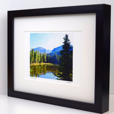 Cub Lake Landscape Painting, Rocky Mountain National Park, Archival Framed Print on Paper