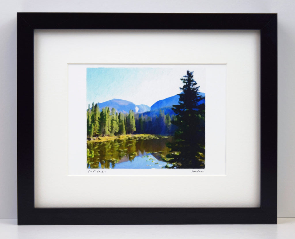 Cub Lake Landscape Painting, Rocky Mountain National Park, Archival Print on Paper