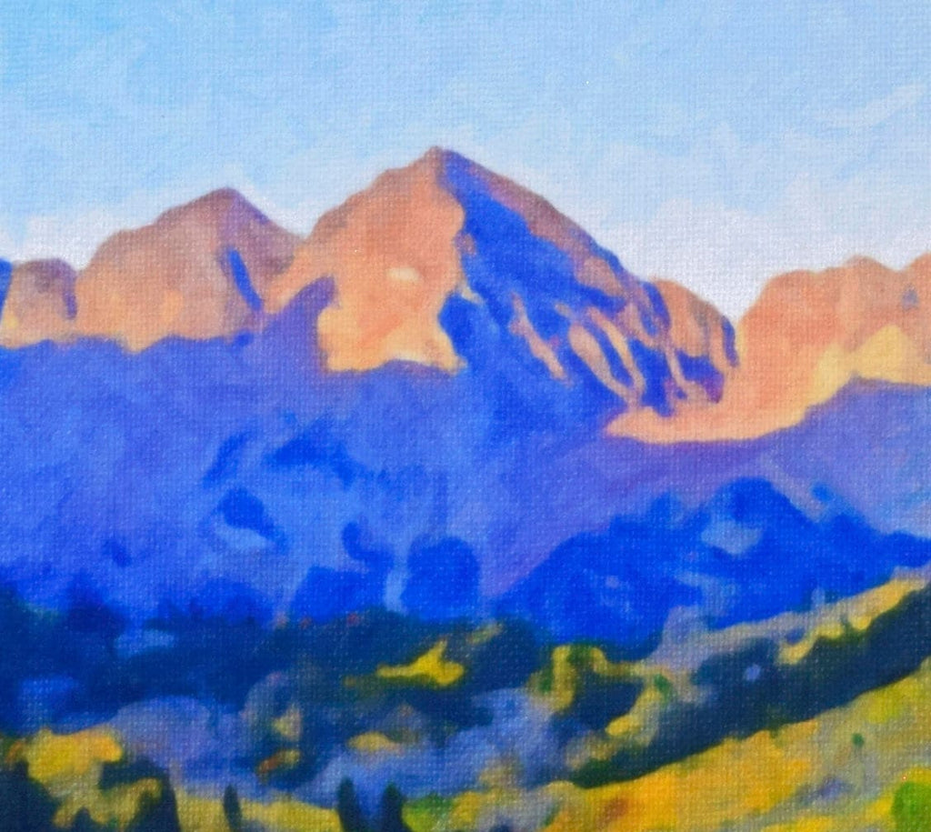 Maroon Bells Oil Landscape Painting, Aspen Colorado, Archival Print on Paper