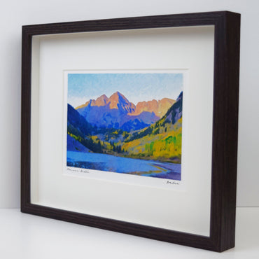 Maroon Bells Oil Landscape Painting, Aspen Colorado, Archival Framed Print on Paper