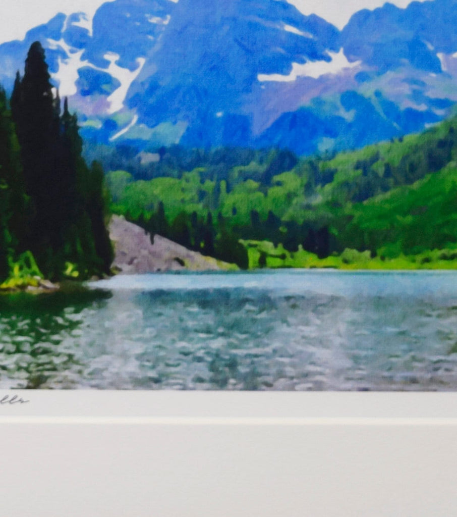 Maroon Bells Landscape Painting, Aspen Colorado Landscape, Archival Print on Paper