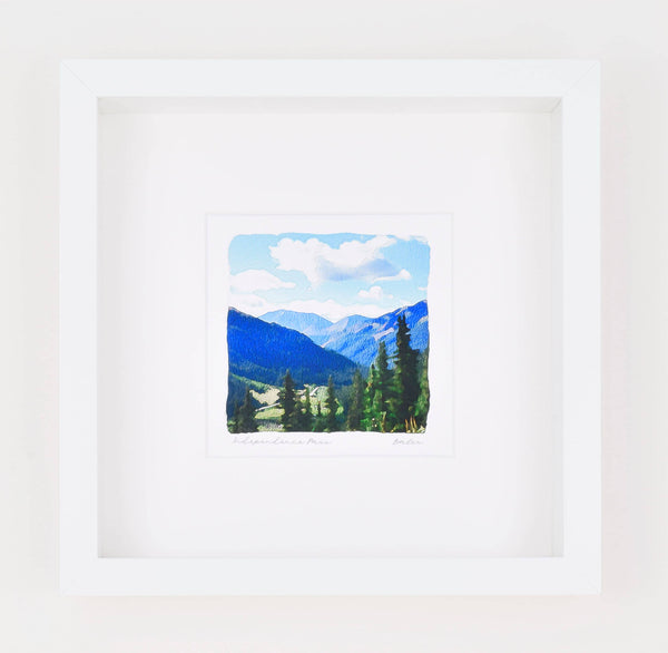 Independence Pass Watercolor Landscape Painting, Aspen Colorado, Archival Print on Paper, 10x10 Square Wall Art