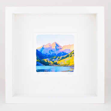 Fall Maroon Bells Watercolor Landscape Painting, Aspen Colorado, Archival  Framed Print on Paper, 10x10 Square Wall Art