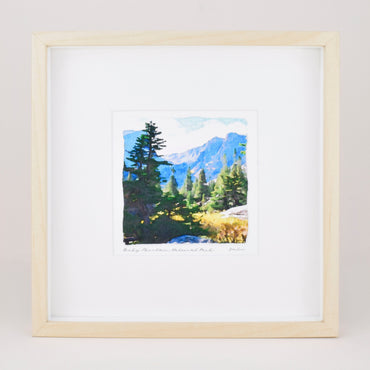 Rocky Mountain National Park Watercolor Landscape Painting, Archival  Print on Paper, 10x10 Square Wall Art