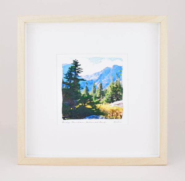 Crested Butte Watercolor Landscape Painting, Archival Print on Paper, 10x10 Square Wall Art