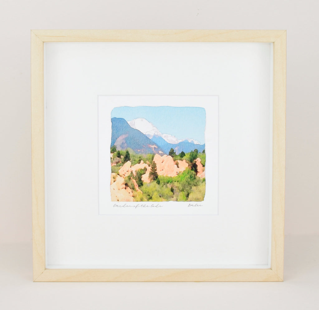 Garden of the Gods Watercolor Landscape Painting, Colorado Springs, Archival Print on Paper, 10x10 Square Wall Art