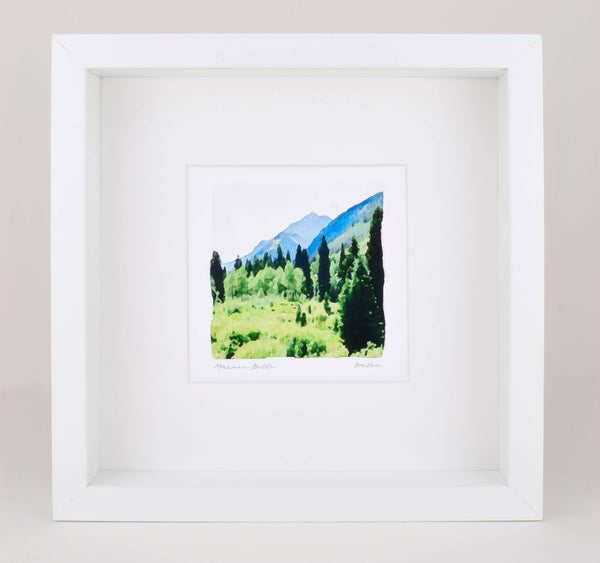 Maroon Bells Watercolor Landscape Painting, Aspen Colorado, Archival Print on Paper, 10x10 Square Wall Art