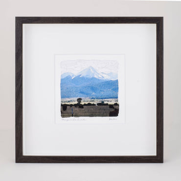 Sangre de Cristo Watercolor Landscape Painting, Westcliffe Colorado, Archival Framed Paper Print, 10x10 Square Wall Art