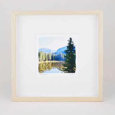Cub Lake Watercolor Landscape Painting, Rocky Mountain National Park, Archival  Print on Paper, 10x10 Square Art