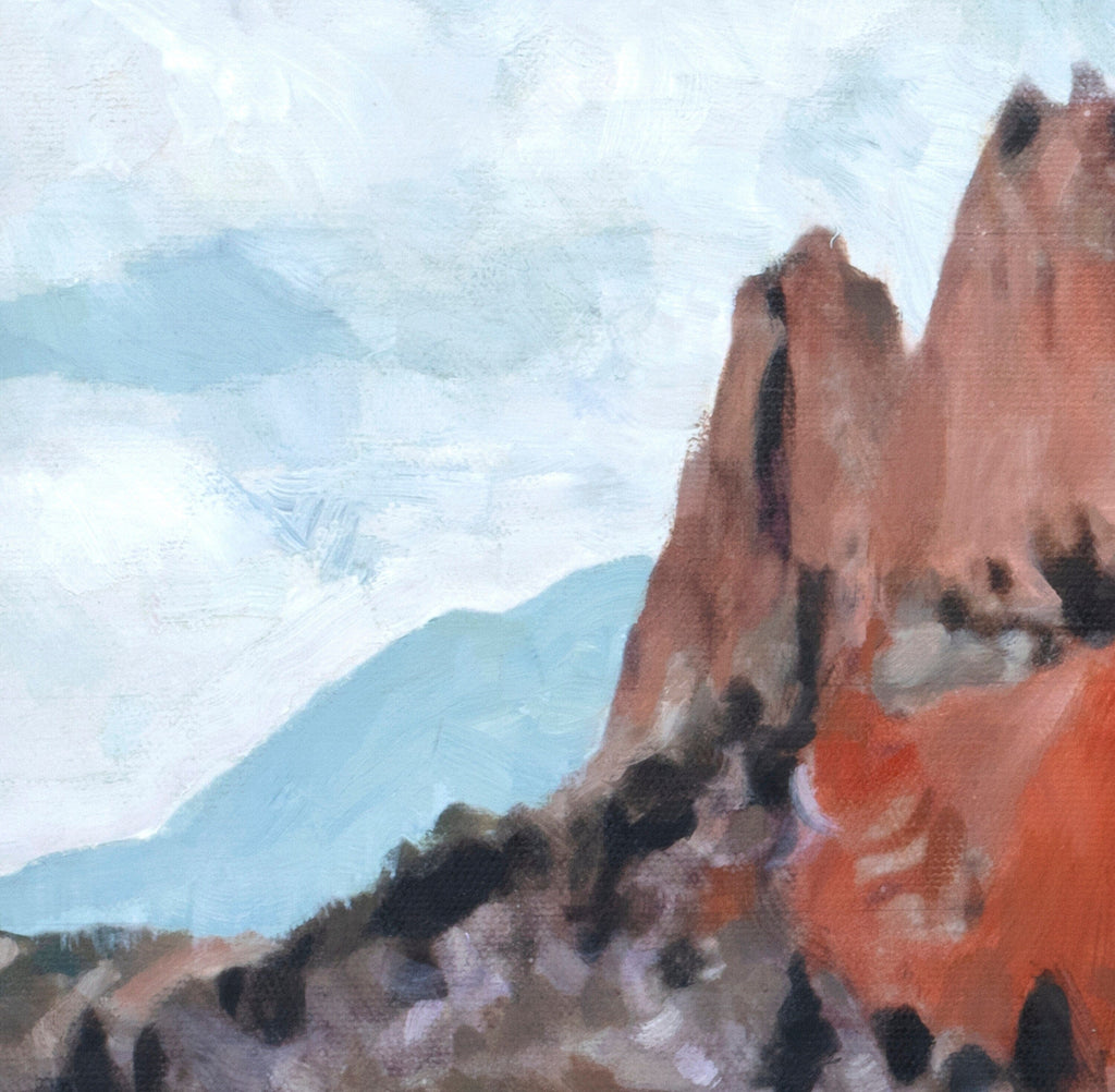 Garden of the Gods Blaze Oil Landscape Painting, Colorado Springs Red Rocks, Archival Canvas Print HORIZONTAL Art