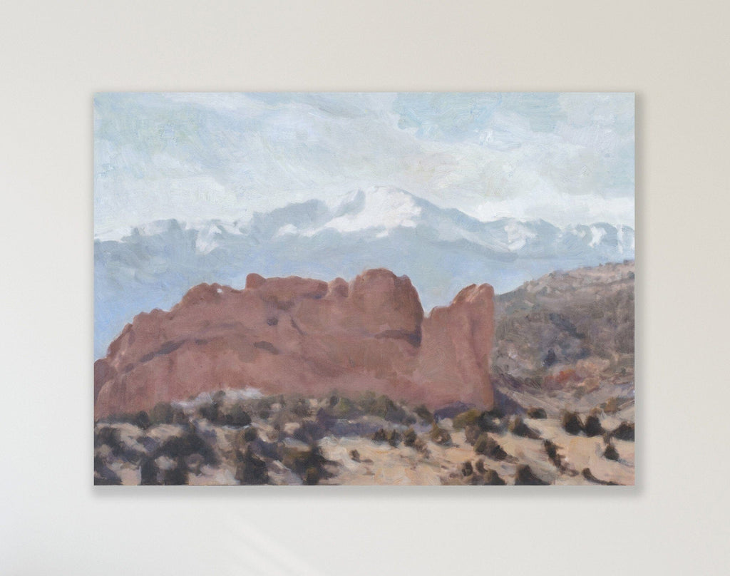 Above Garden of the Gods Oil Landscape Painting, Colorado Springs Red Rocks, Archival Canvas Print HORIZONTAL Art