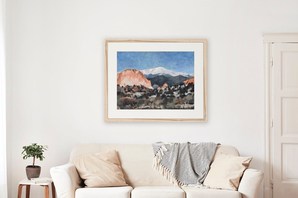 Entry to Garden of the Gods Oil Painting, Colorado Springs Red Rocks Landscape, Archival Print on Paper HORIZONTAL Wall Art
