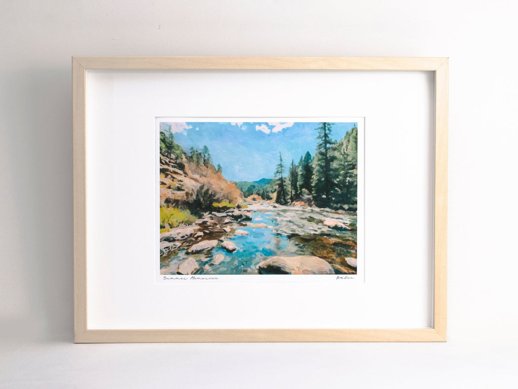 Eleven Mile Canyon Landscape Painting, Colorado Rocky Mountains, Archival Framed Print on Paper, Contemporary Scandinavian Framed