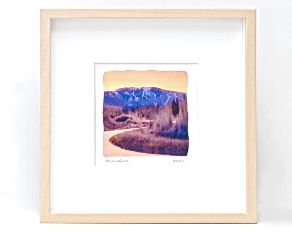 Steamboat Watercolor Landscape Painting, Archival Print on Paper, 10x10 Square Wall Art