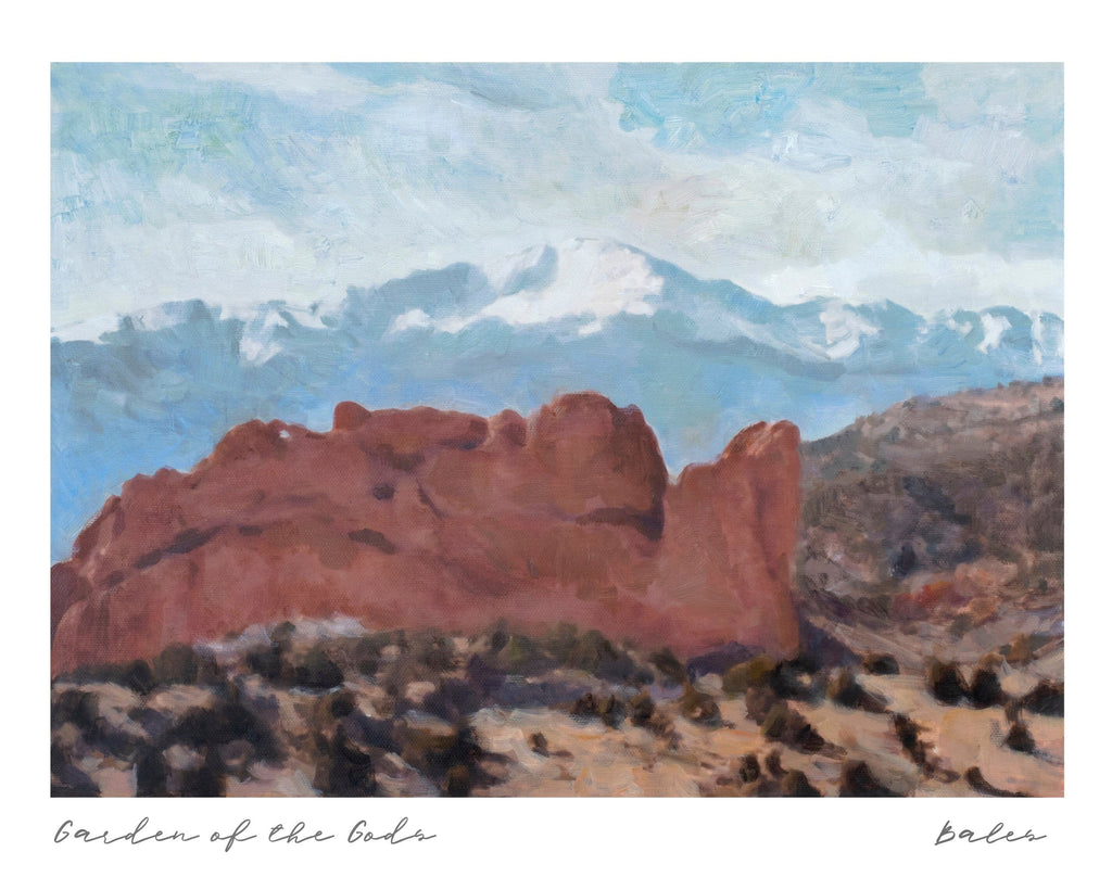 Garden of the Gods, Red Rocks Landscape Painting, Archival Print on Paper