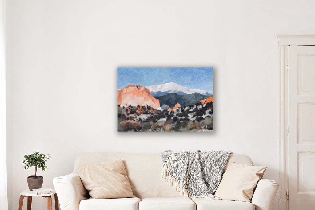 Entry to Garden of the Gods Oil Painting, Colorado Springs Art, Archival Canvas Print HORIZONTAL Wall Art