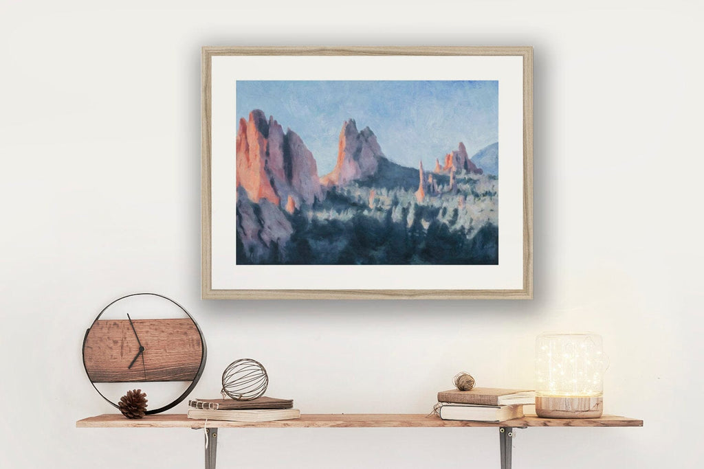 Garden of the Gods Oil Painting, Colorado Springs Art, Archival Print on Paper HORIZONTAL Wall Art