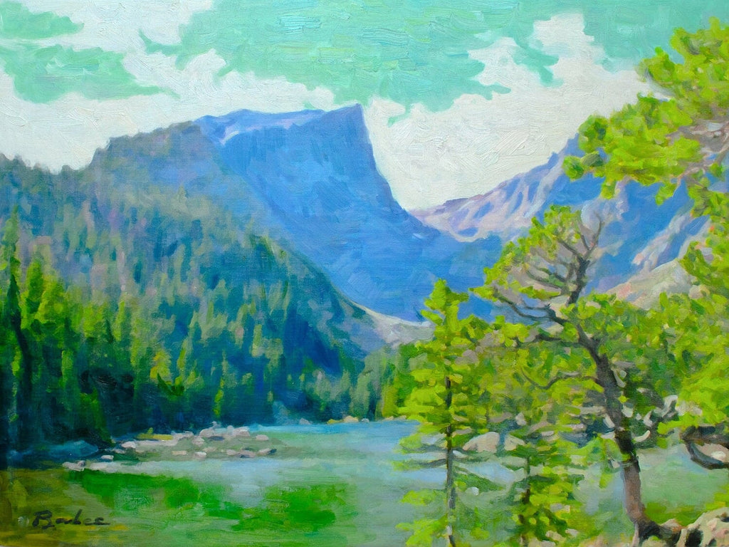 Dream Lake Oil Landscape Painting, Rocky Mountain National Park, Archival Print on Paper