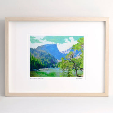 Dream Lake Oil Landscape Painting, Rocky Mountain National Park, Archival Framed Print on Paper