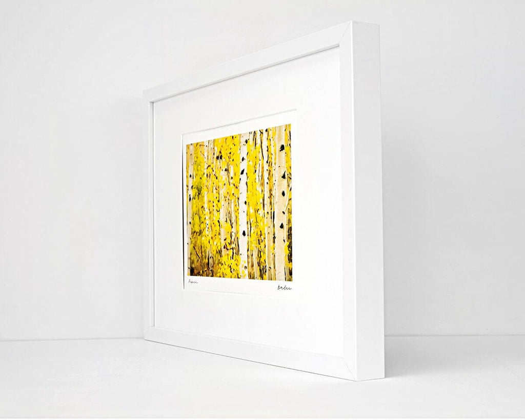 Aspen Trees Colorado Rocky Mountains Landscape Painting, Archival Framed Print on Paper, Contemporary Scandinavian
