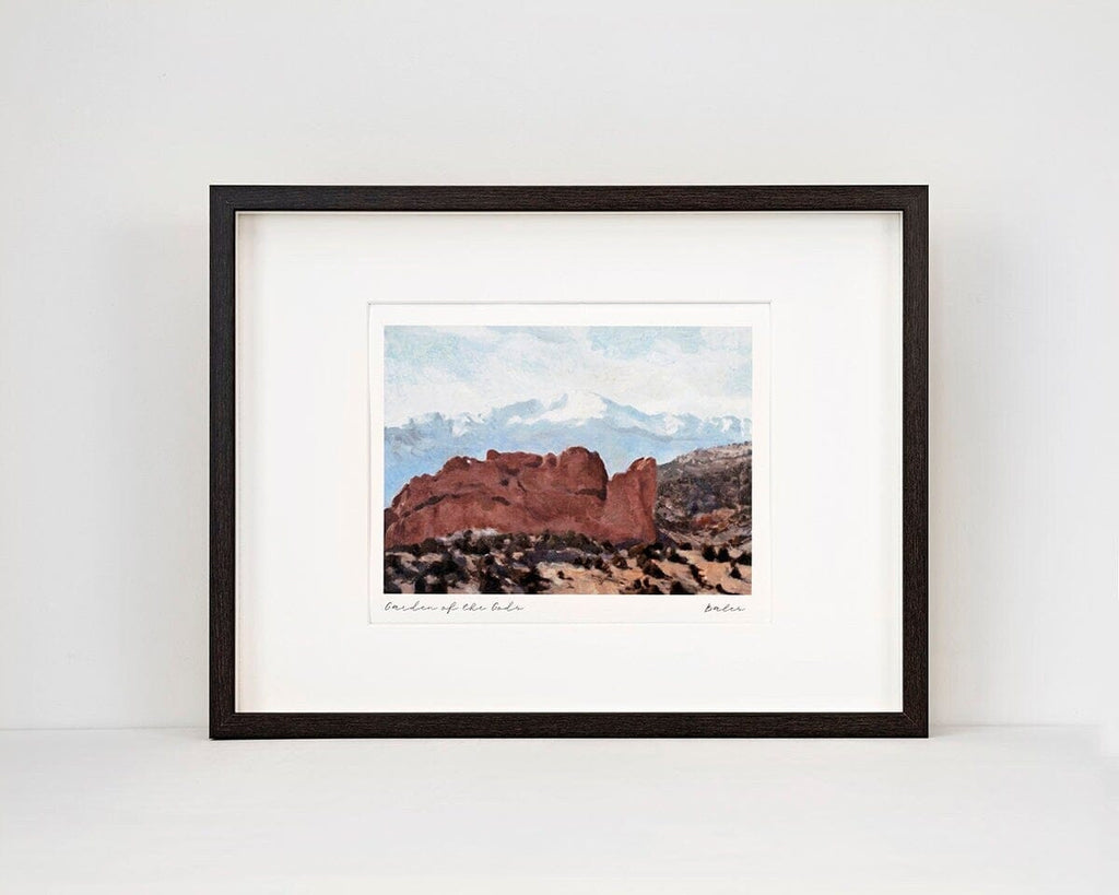 Garden of the Gods, Red Rocks Landscape Painting, Archival Framed Print on Paper, Contemporary Scandinavian