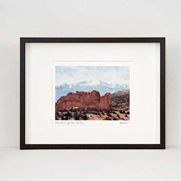 Garden of the Gods, Red Rocks Landscape Painting, Archival  Framed Print on Paper