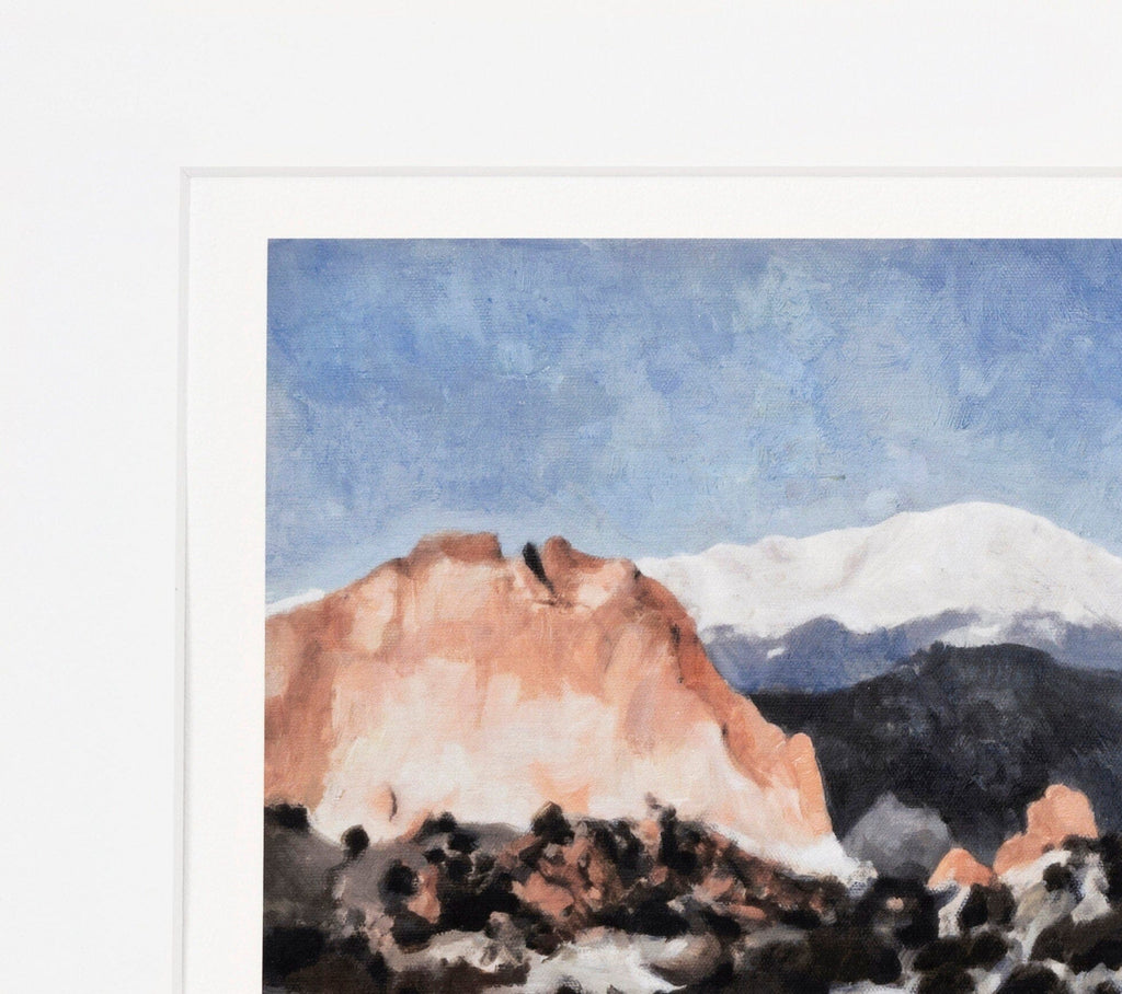 Garden of the Gods, Red Rocks Landscape Painting, Archival Framed Print on Paper, Contemporary Scandinavian