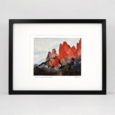 Garden of the Gods, Red Rocks Landscape Painting, Archival Framed Print on Paper